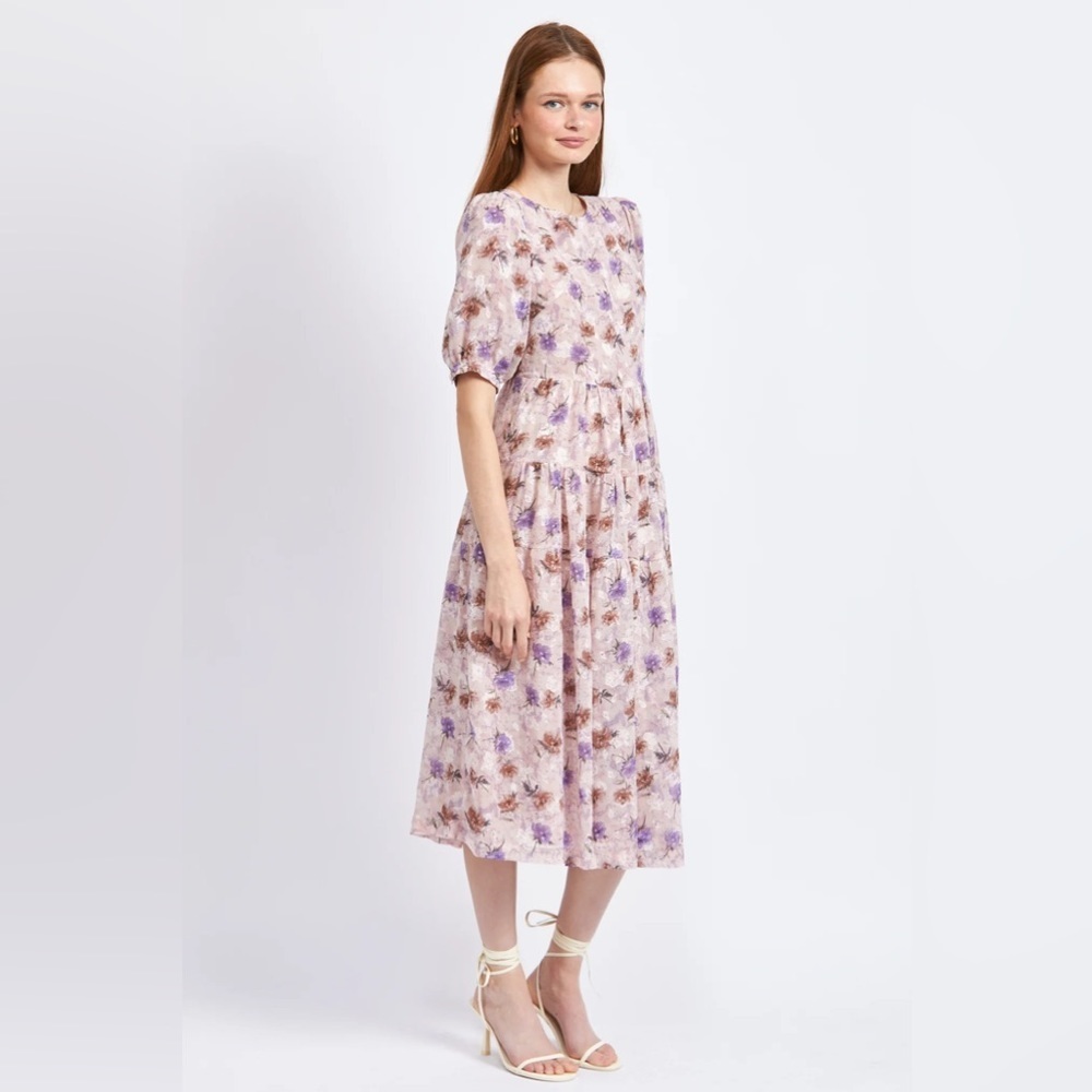 En Saison Annabel Midi Dress In Pink Multi